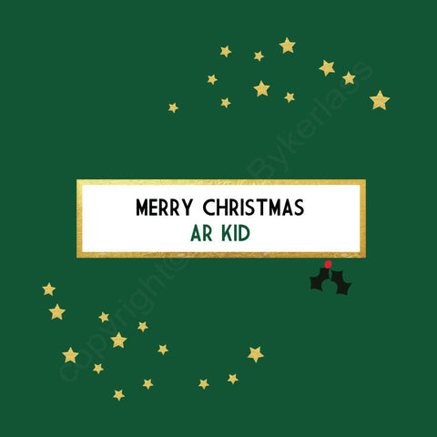 Merry Christmas Ar Kid Bottle Green Christmas Card --- FX24