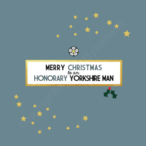 Merry Christmas To An Honorary Yorkshireman Mid Blue Christmas Card --- FX54