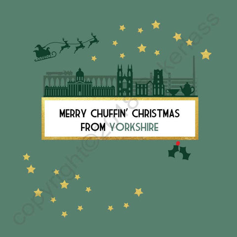 Merry Chuffin Christmas From Yorkshire Christmas Card --- FX63