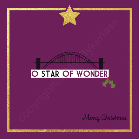 Tyne Bridge O Star Plum Christmas Card --- FX75