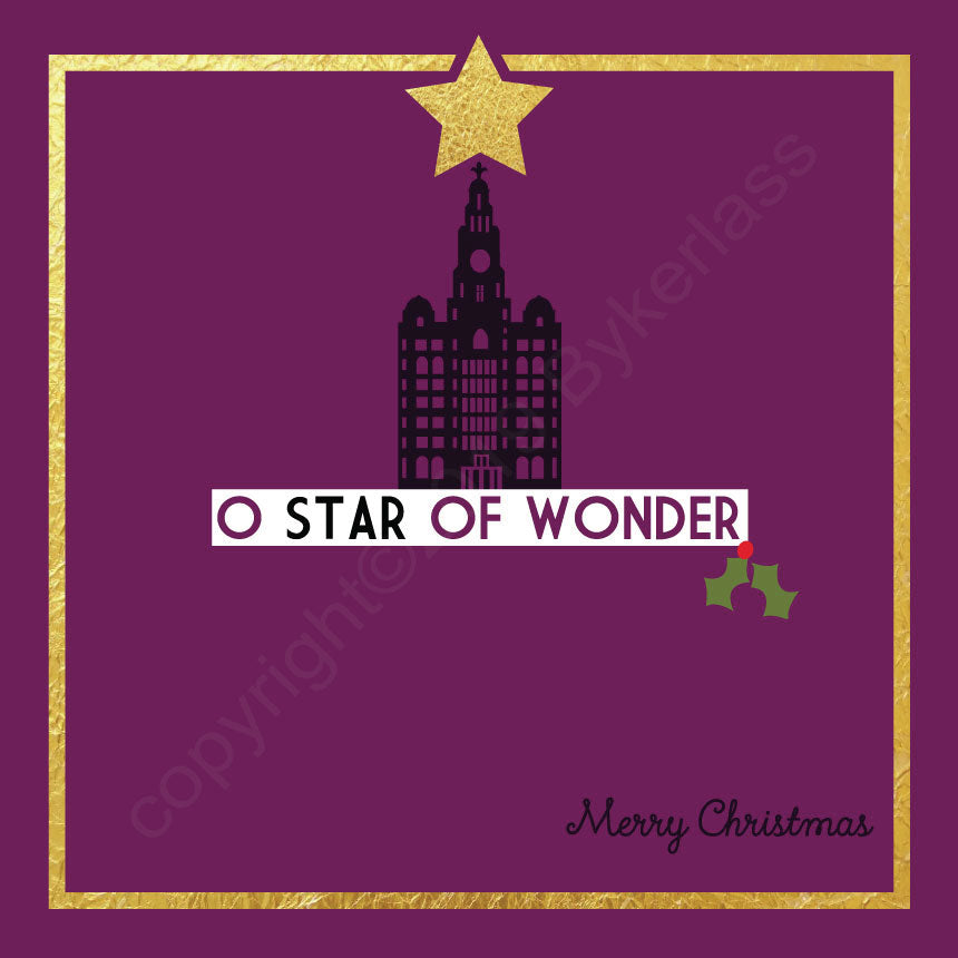 Liver Building O Star of Wonder Plum Christmas Card by Wotmalike