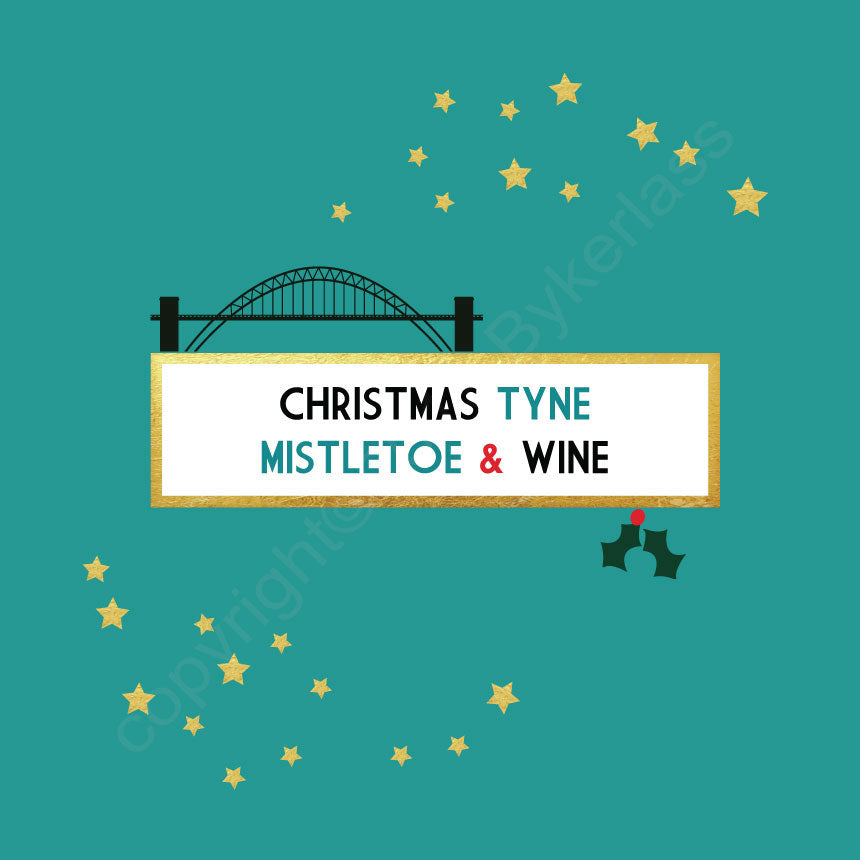Christmas Tyne Turquoise Christmas Card by Wotmalike