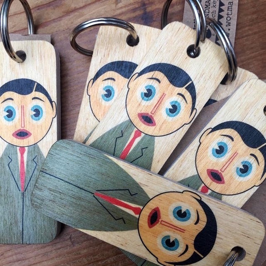 Frank Sidebottom Character Wooden Keyring