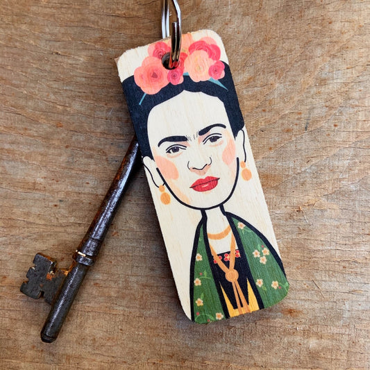 Frida Character Wooden Keyring by Wotmalike