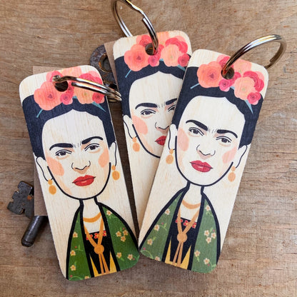 Frida Character Wooden Keyring by Wotmalike