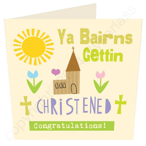 Ya Bairns Gettin Christened Geordie Mugs Christening Card Geordie christening card bairn, Geordie cards