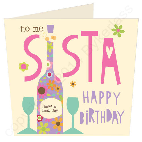 To Me Sister Geordie Birthday Card by GeordieMugs makers of cards for Geordies and Geordie Gifts