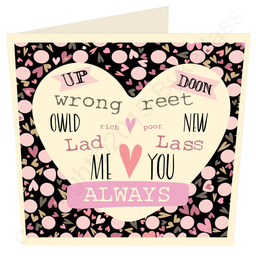 Couples words - Geordie Valentines Card