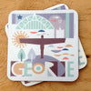 Geordie Cards North east gifts Newcatsle landmarks illustration handmade Geordie Coaster