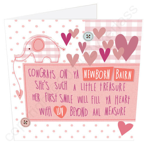 New Baby Girl Geordie Poetry Card