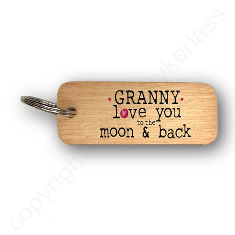 Granny Love You To The Moon and Back Mothers Day Gift Wooden Keyring - RWKR1