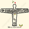 Angel of the North Line Illustration (cream) Christmas Card by Wotmalike