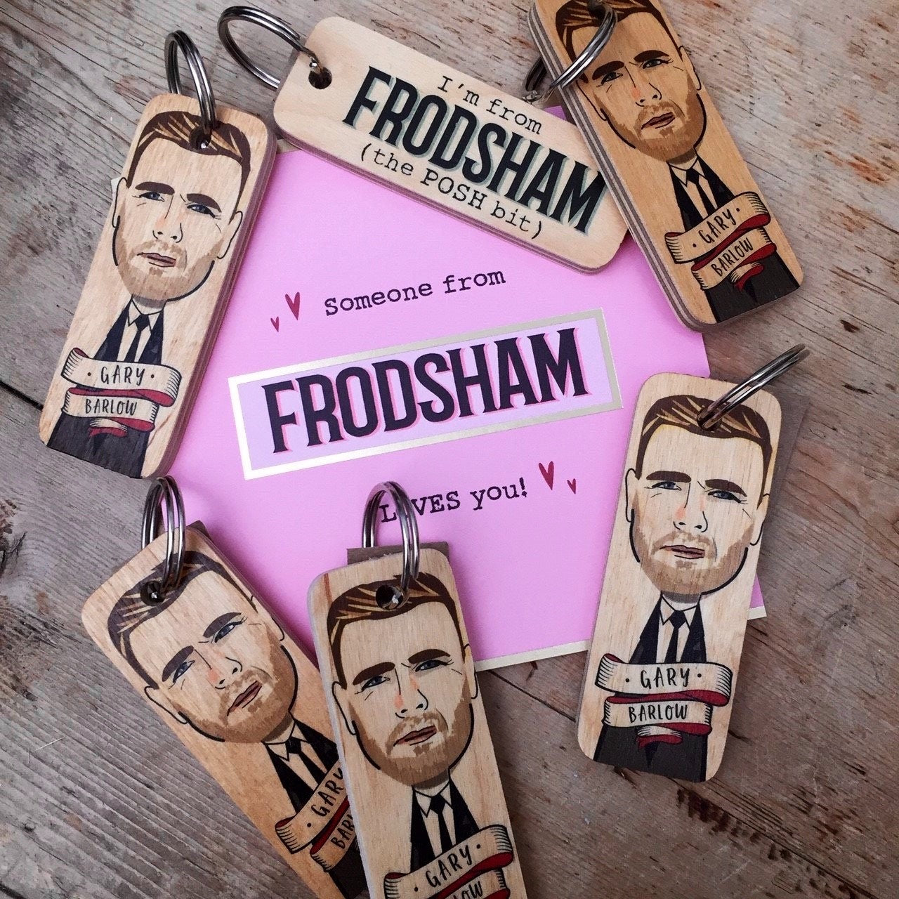 Gary Barlow Character Wooden Keyring by Wotmalike