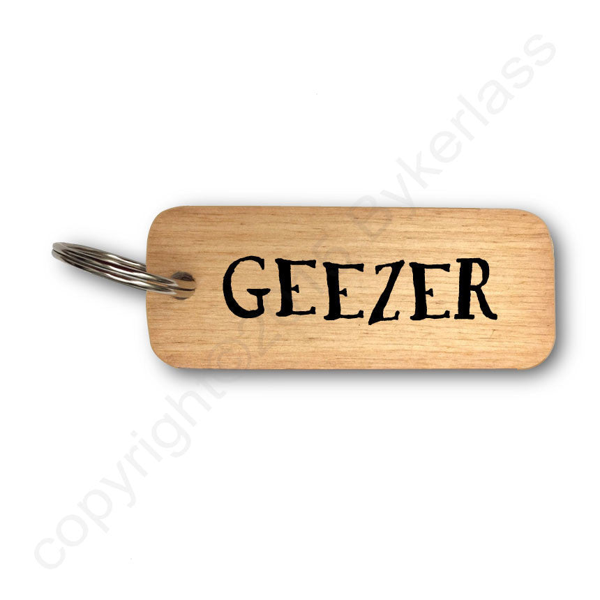 Geezer Rustic Wooden Keyring