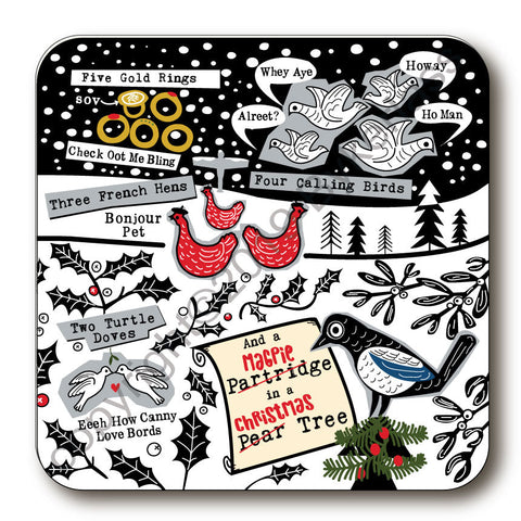 Geordie Five Days of Christmas Cork Backed Coaster -  GXCBC1