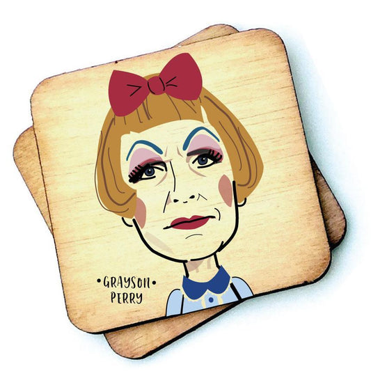 Grayson Perry - Character Wooden Coaster by Wotmalike