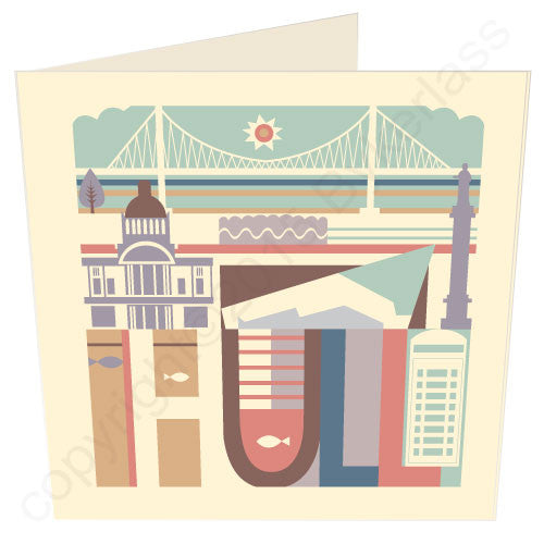 Hull City Scape with bridge - Yorkshire Card
