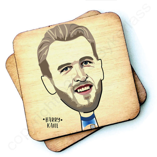 Harry Kane Character Wooden Coaster by Wotmalike