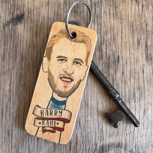 Harry Kane Character Wooden Keyring by Wotmalike