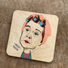 Hilda Ogden Character Wooden Coaster by Wotmalike