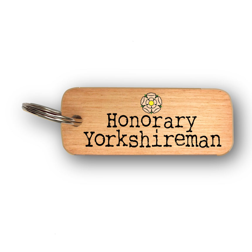 Honorary Yorkshireman Rustic Wooden Keyring