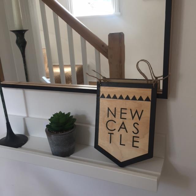 LARGE NEWCASTLE Wooden Hanging Banner  - WHB