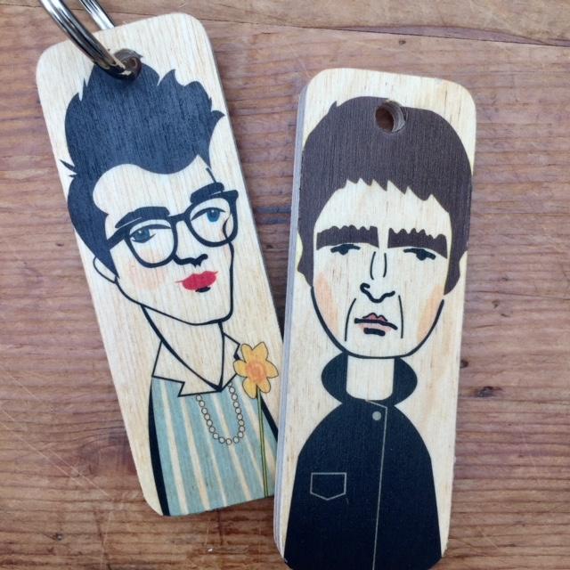 Morrissey Character Wooden Keyring by Wotmalike