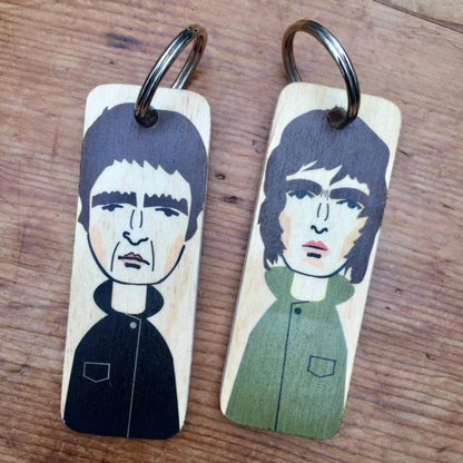 Liam Gallagher Character Wooden Keyring by Wotmalike