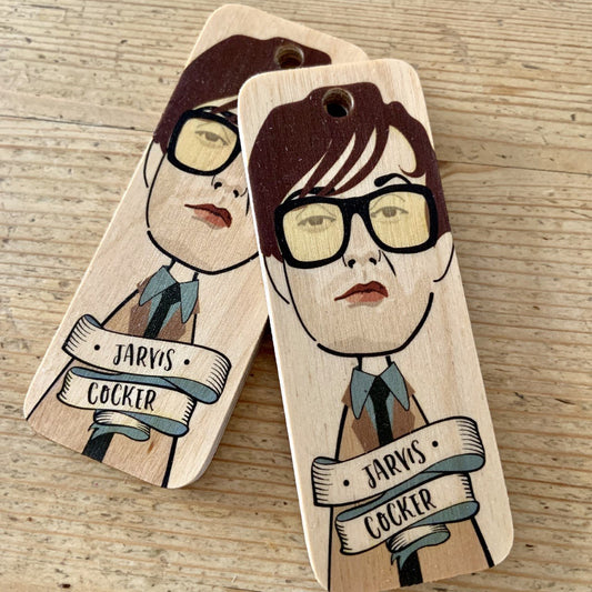 Jarvis Cocker Character Wooden Keyring by Wotmalike