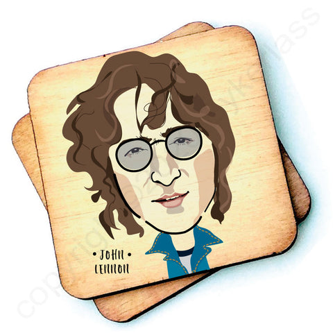 John Lennon (long hair) - Character Wooden Coaster - RWC1