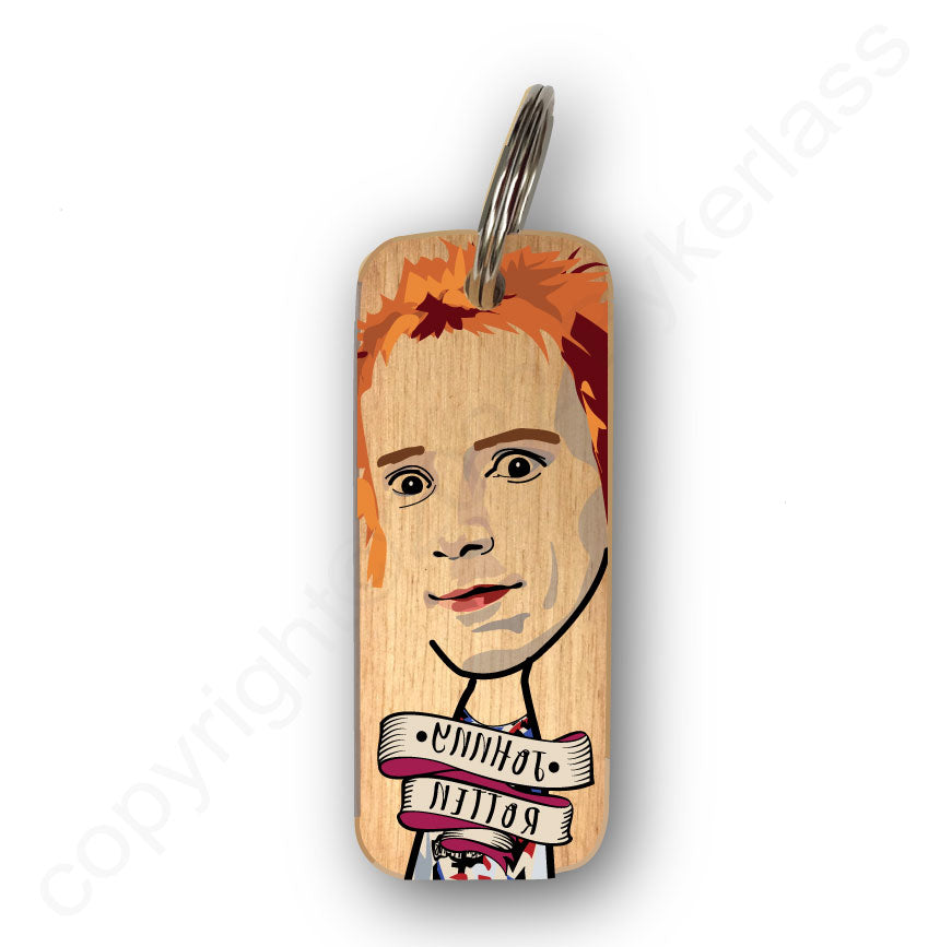 Johnny Rotten Character Wooden Keyring