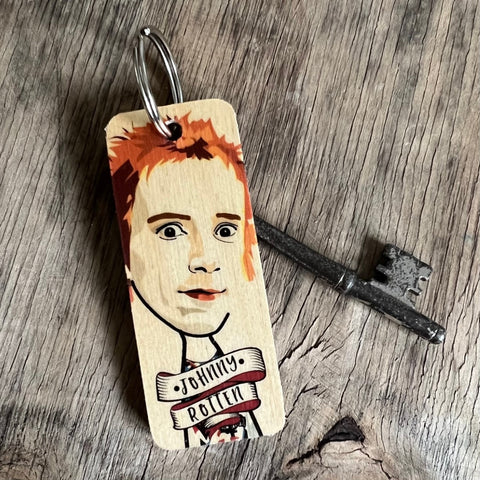 Johnny Rotten Character Wooden Keyring - RWKR1