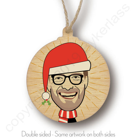 Jurgen Klopp Rustic Wooden Christmas Bauble  - DOUBLE SIDED  RWB1