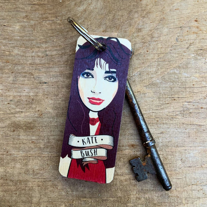 Kate Bush Character Wooden Keyring by Wotmalike