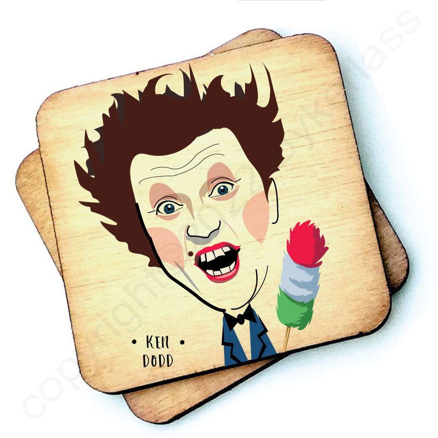 Ken Dodd - Character Wooden Coaster by Wotmalike