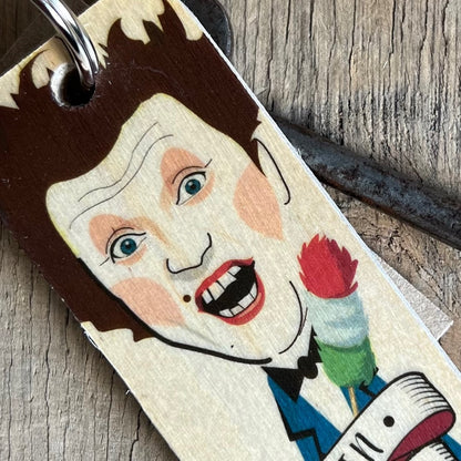 Ken Dodd Character Wooden Keyring