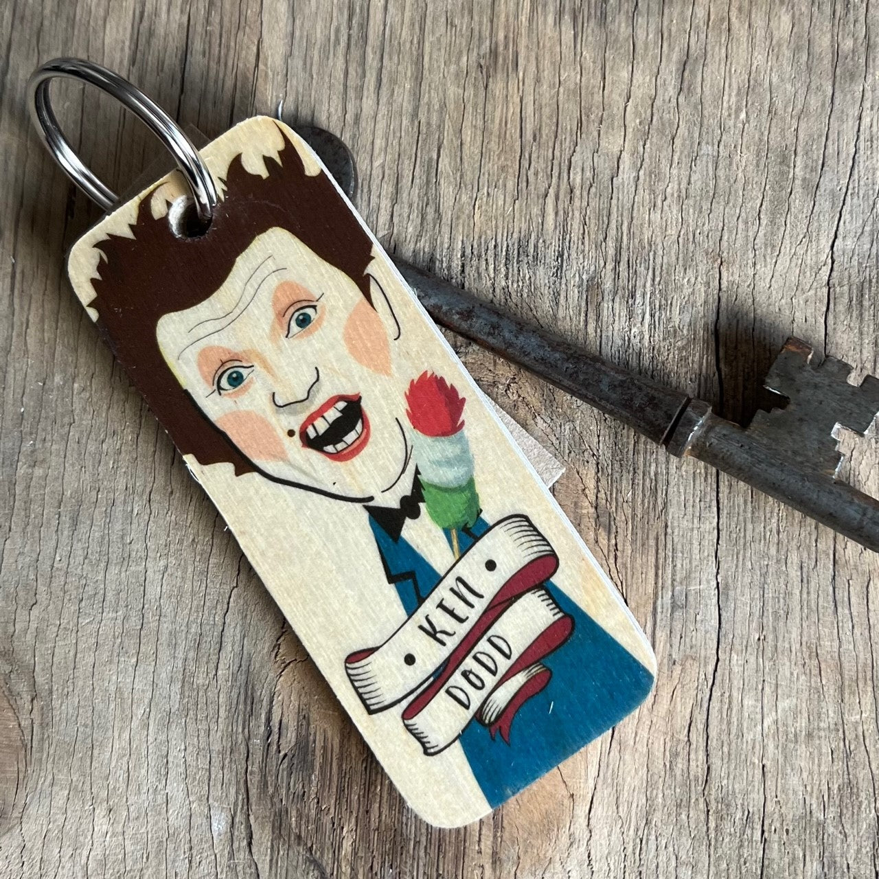 Ken Dodd Character Wooden Keyring