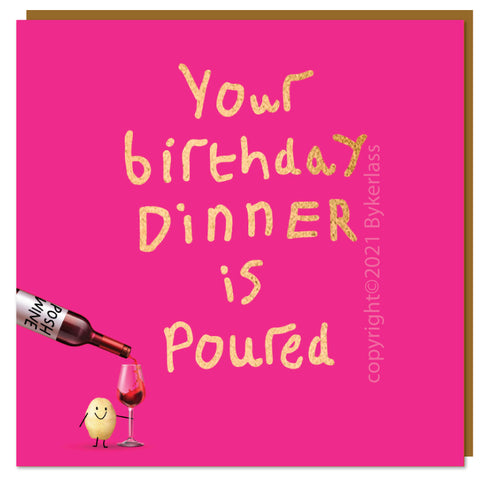 Your Birthday Dinner is Poured - Lumpy Potato Lady Card - (LP3)