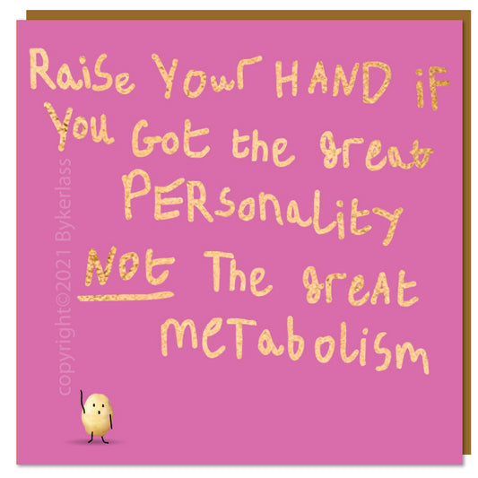 Raise Your Hand Personality - Lumpy Potato Lady Card by Wotmalike