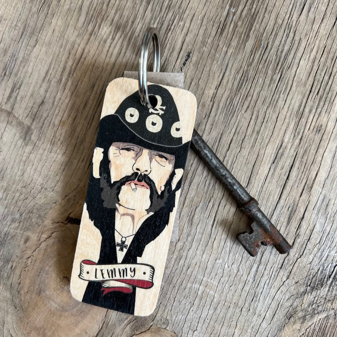 Lemmy Character Wooden Keyring by Wotmalike