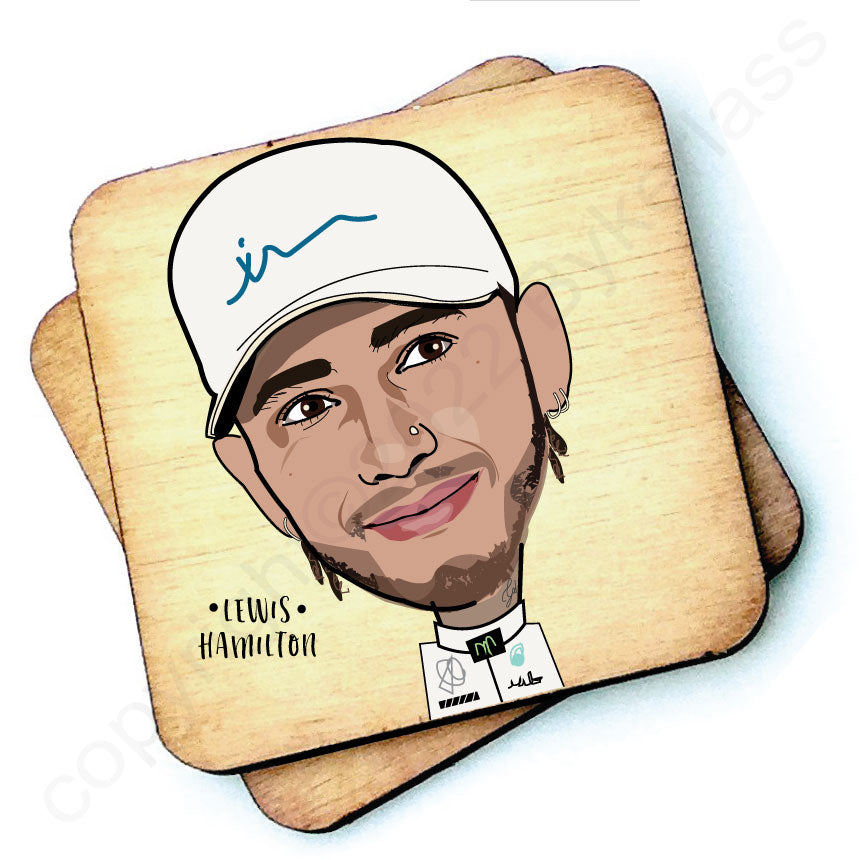 Lewis Hamilton Character Wooden Coaster by Wotmalike