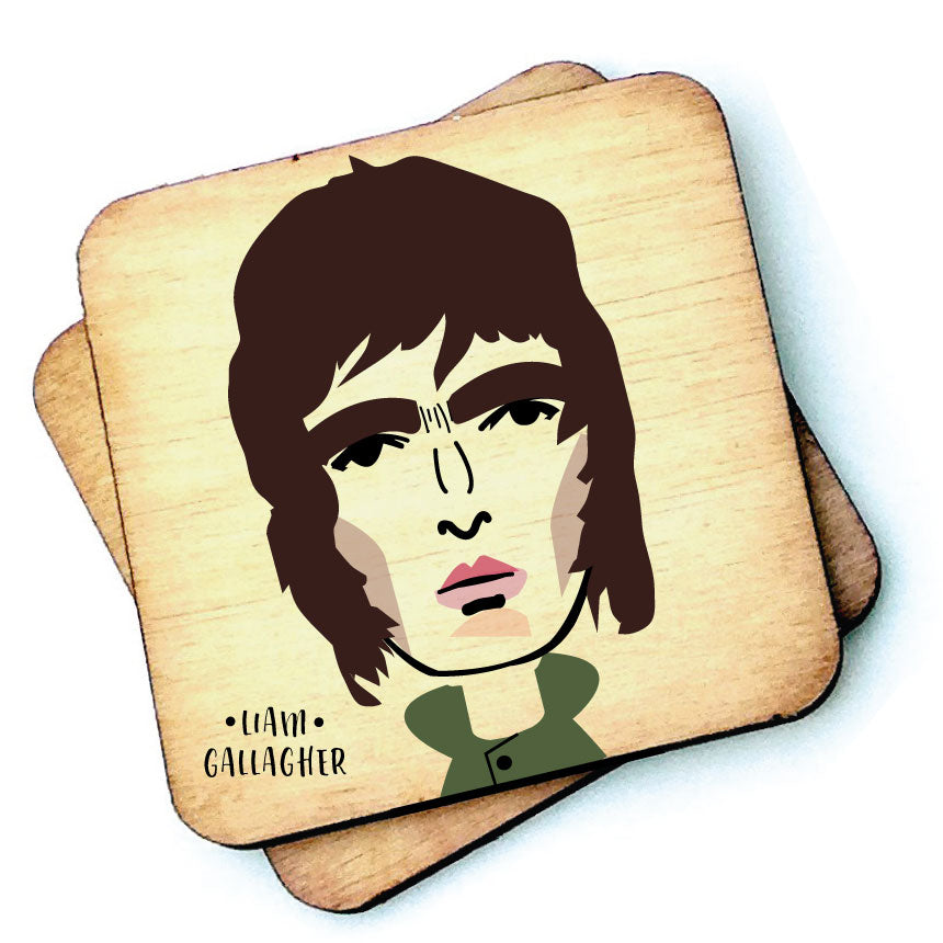 Liam Gallagher Character Wooden Coaster