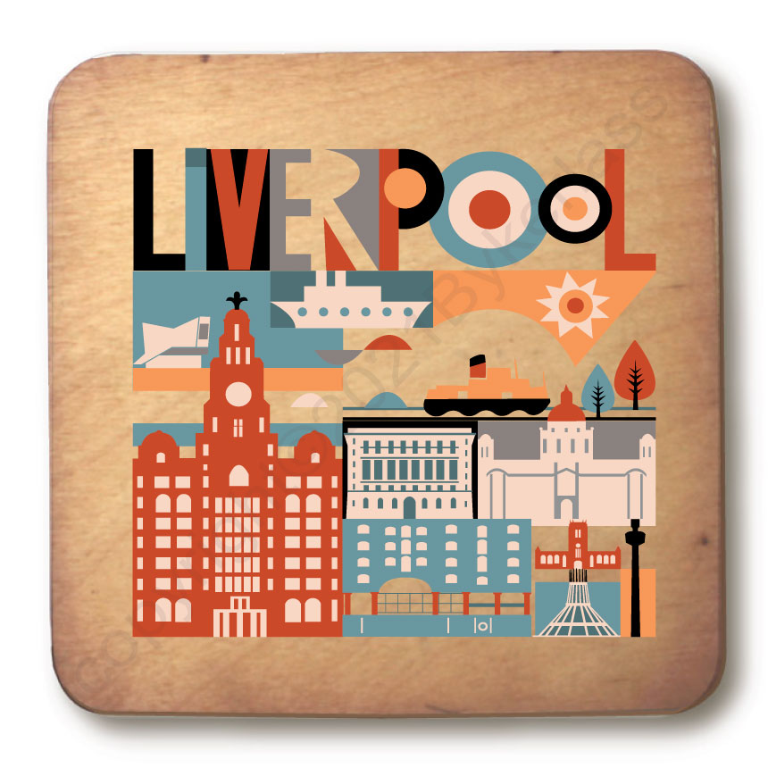 Scouse City Wooden Scouse Coaster - RWC1