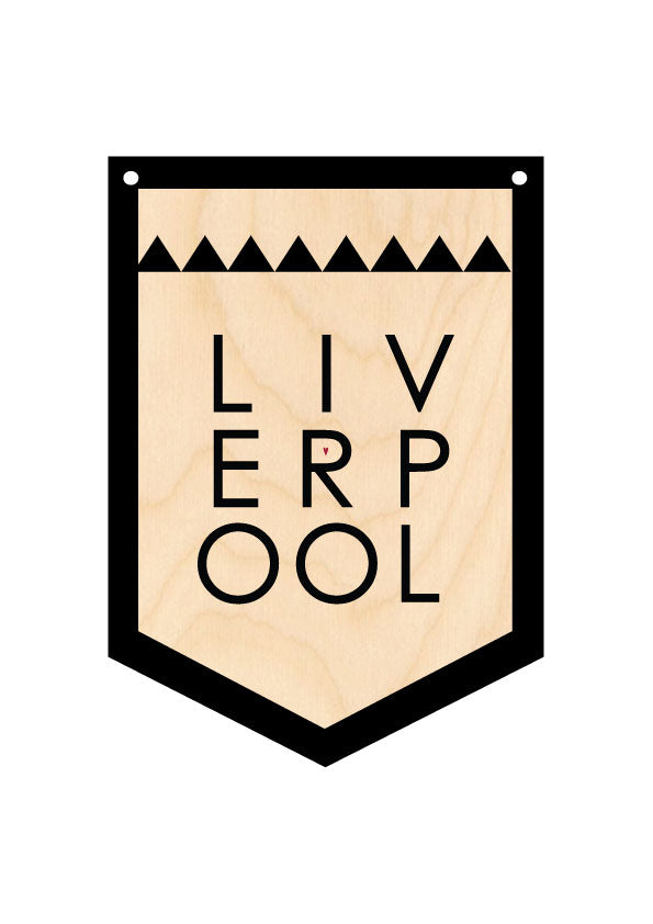 LIVERPOOL Wooden Hanging Banner by Wotmalike