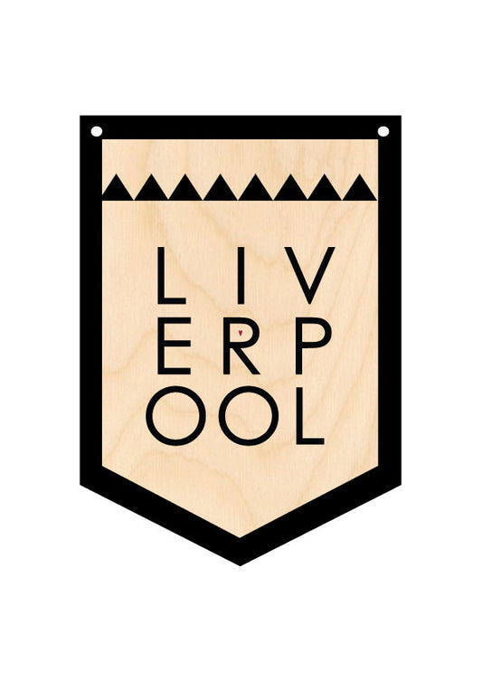LIVERPOOL Wooden Hanging Banner by Wotmalike