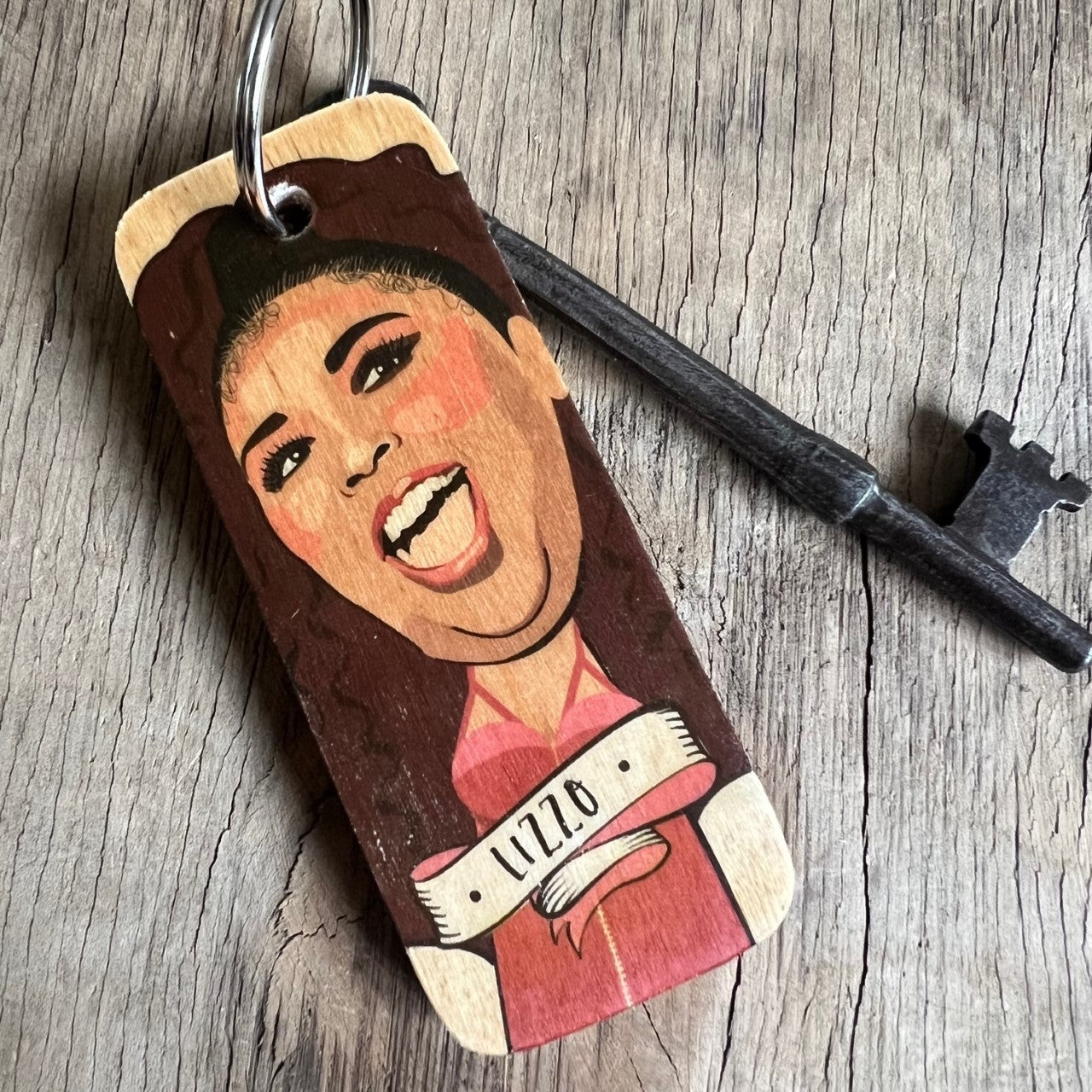 Lizzo Character Wooden Keyring by Wotmalike
