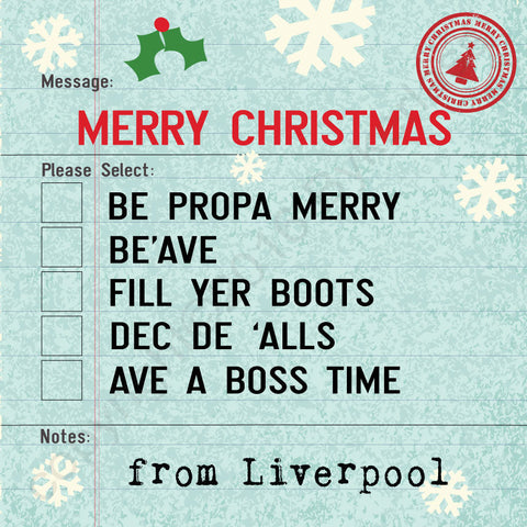 Scouse Options Christmas Card --- MBX19C