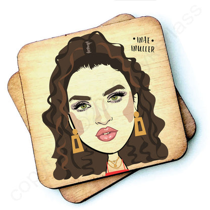 Mae Muller Character Wooden Coaster by Wotmalike