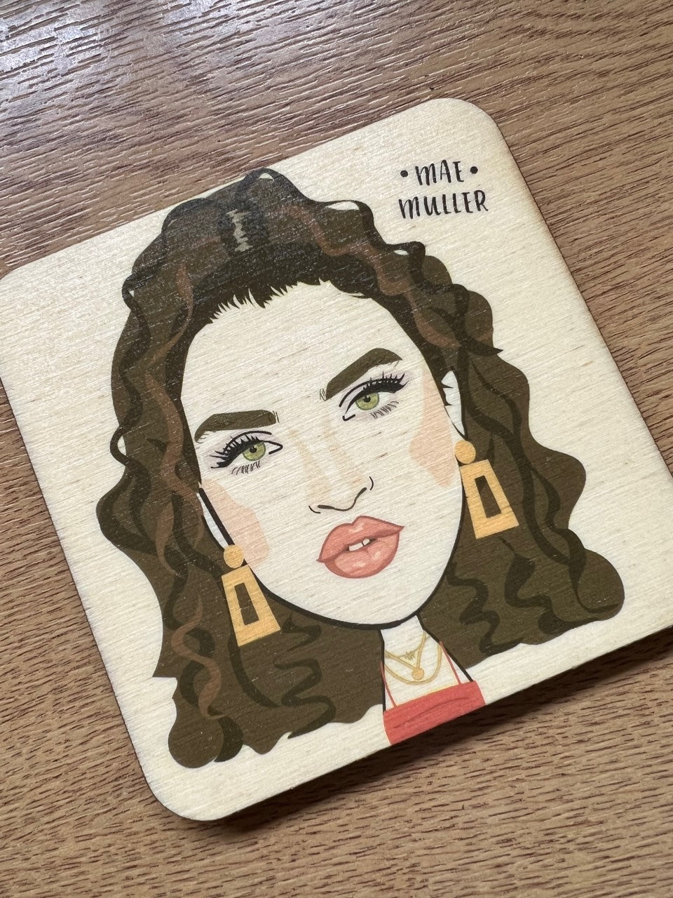 Mae Muller Character Wooden Coaster - RWC1