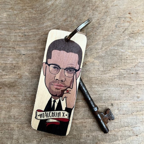Malcolm X Character Wooden Keyring - RWKR1